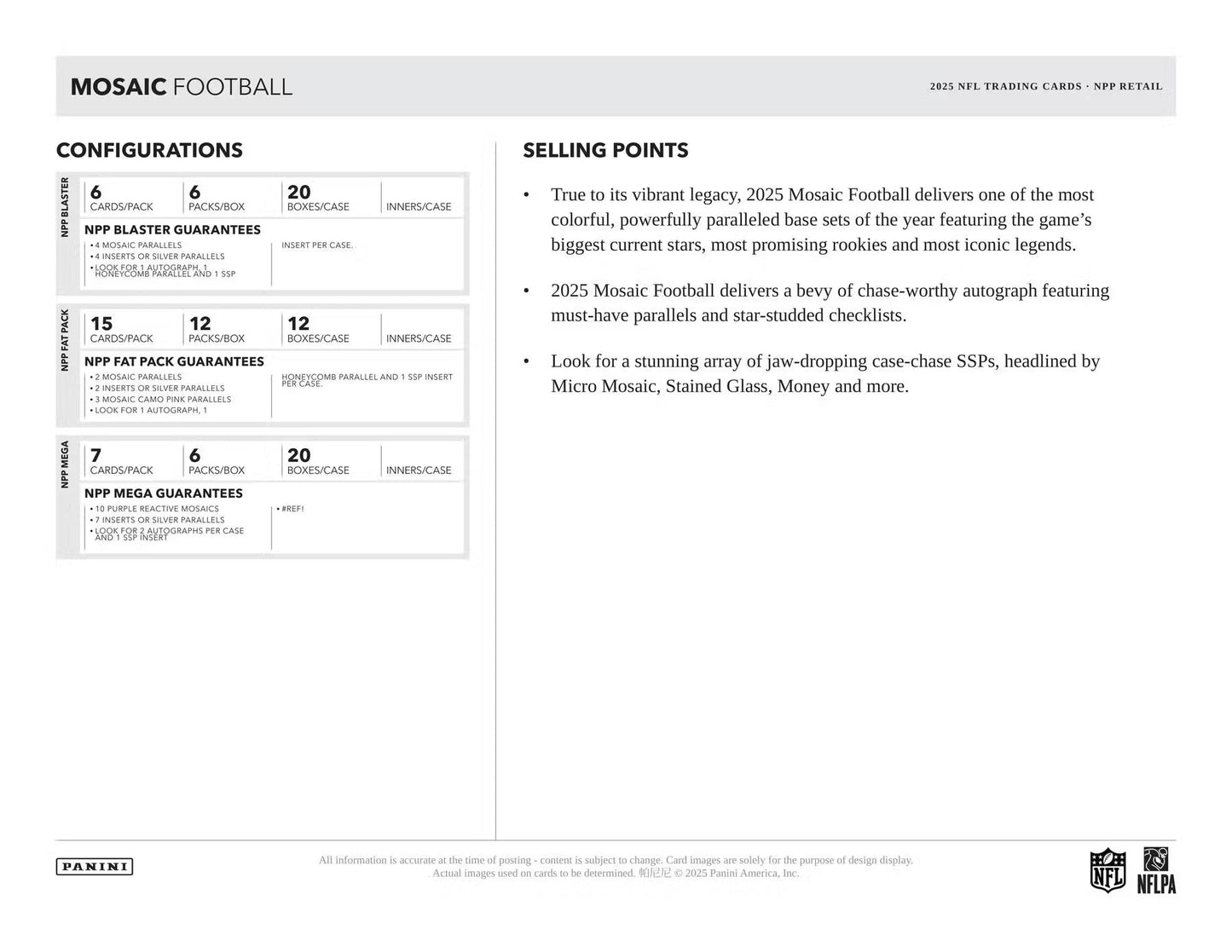 Panini Mosaic Football 2025 - Blaster Box