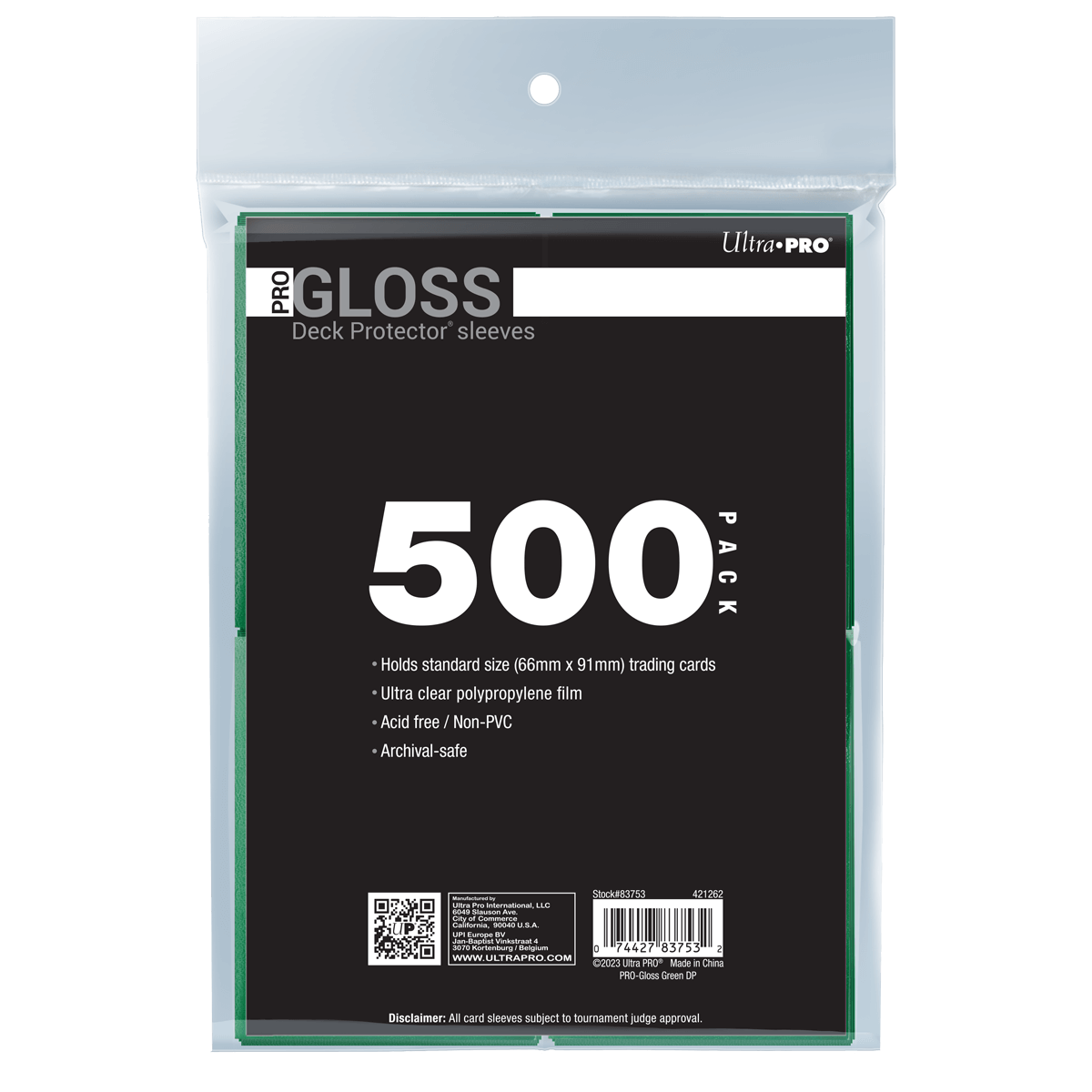Ultra PRO PRO-Gloss Standard Deck Protector Sleeves Bundle - Green (500)