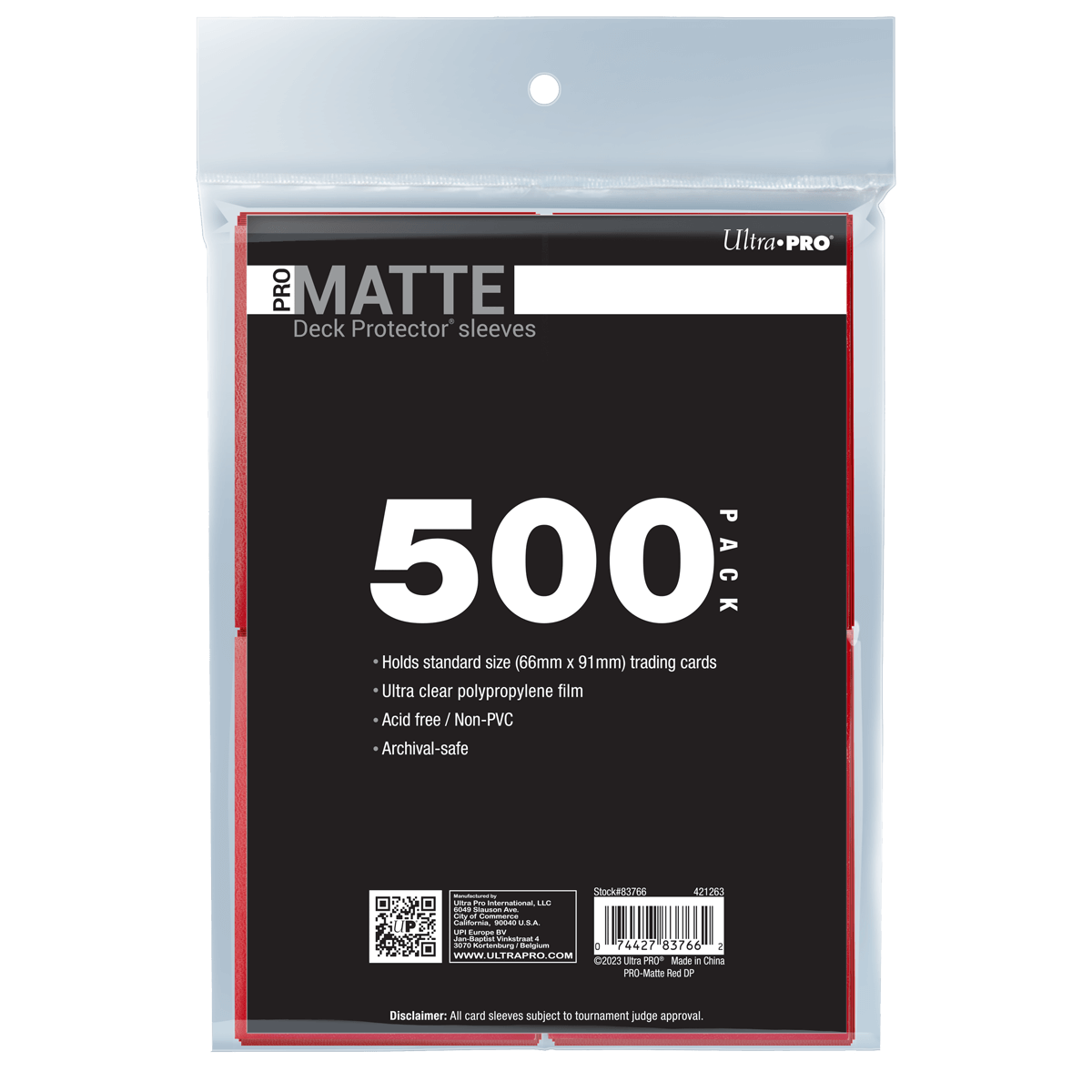 Ultra PRO PRO-Matte Standard Deck Protector Sleeves Bundle - Red (500)
