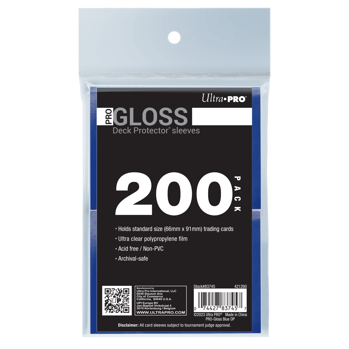 Ultra PRO PRO-Gloss Standard Deck Protector Sleeves Bundle - Blue (200)