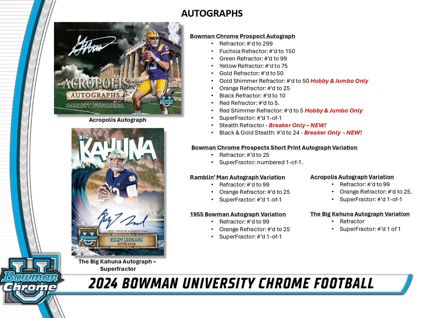 Topps Chrome Bowman University Football 2024 - Jumbo Box