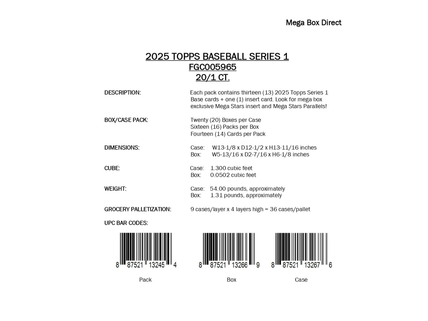 Topps MLB Baseball Series 1 2025 - Mega Box