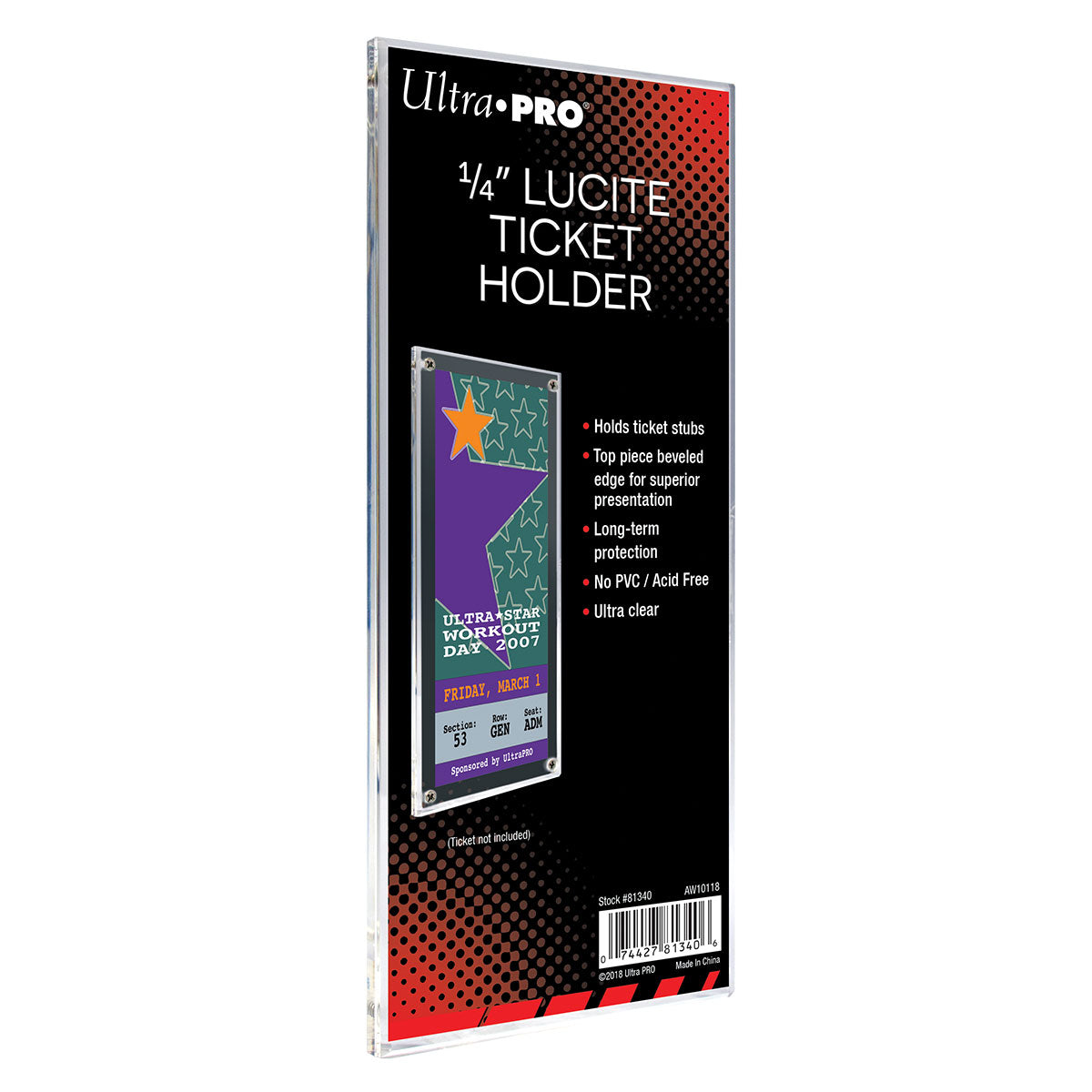 Ultra PRO Lucite Ticket Stub 2.5" X 7" Holder
