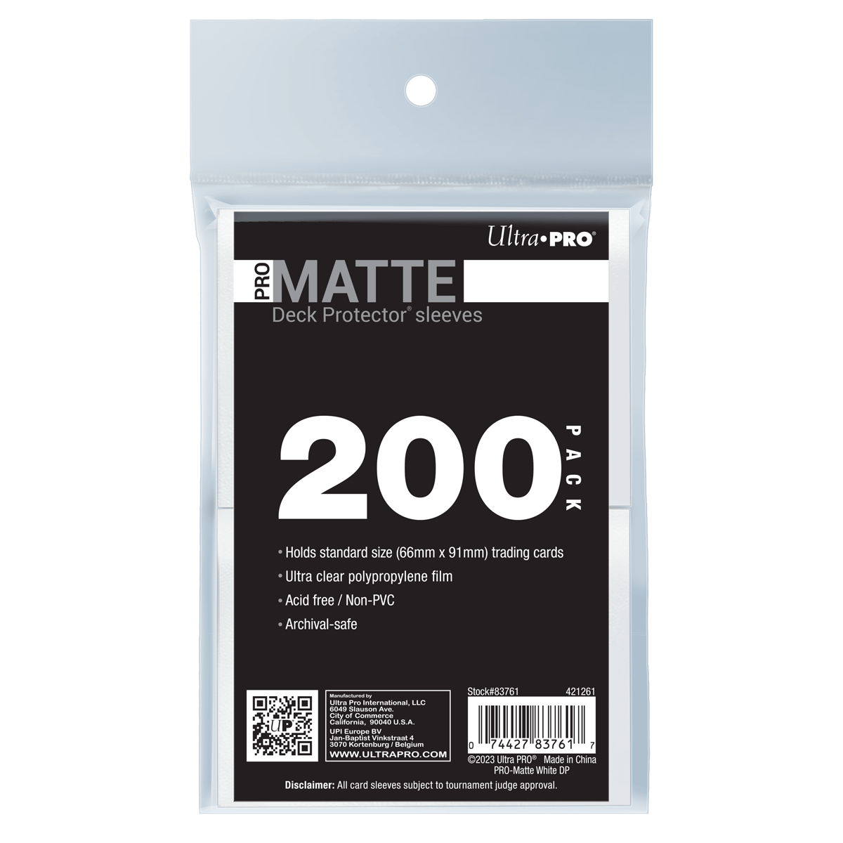 Ultra PRO PRO-Matte Standard Deck Protector Sleeves Bundle - White (200)