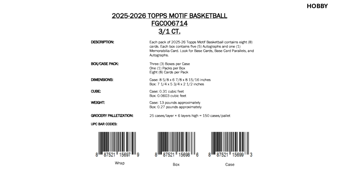Topps NBA Motif Basketball 2025/26 - Hobby Box