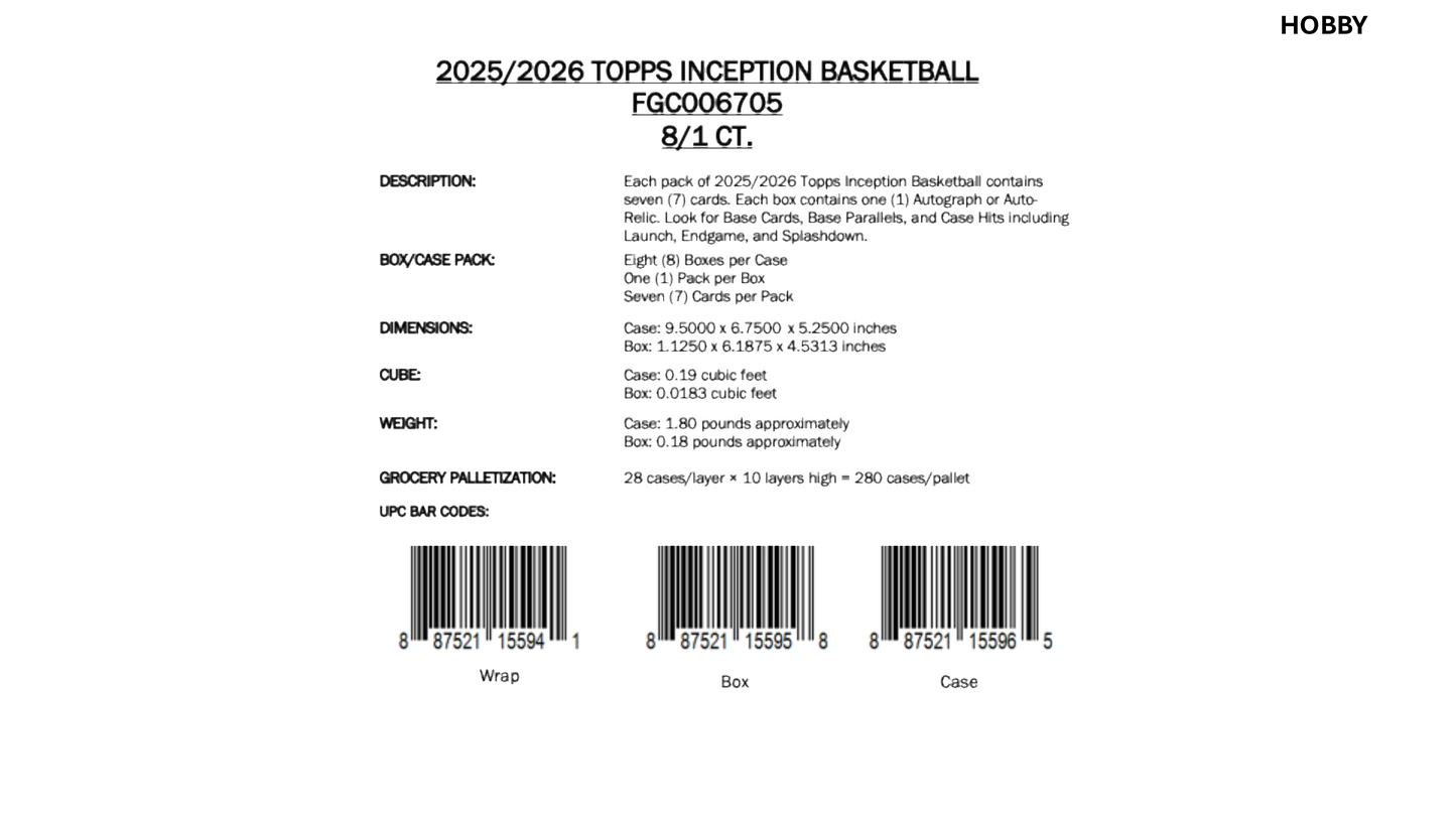 Topps Inception NBA Basketball 2025/26 - Hobby Box