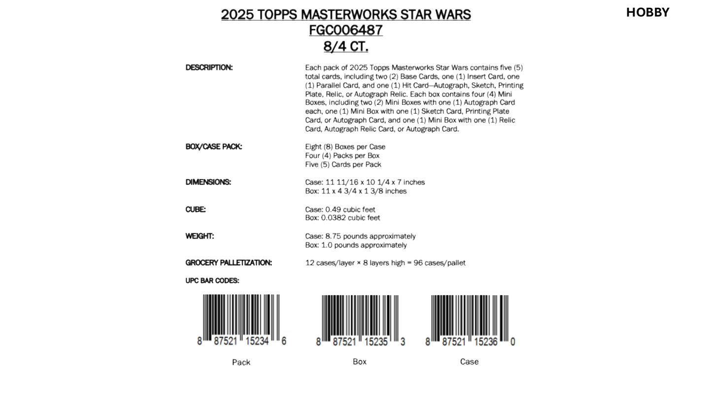 Topps Star Wars Masterwork 2025 - Hobby Box