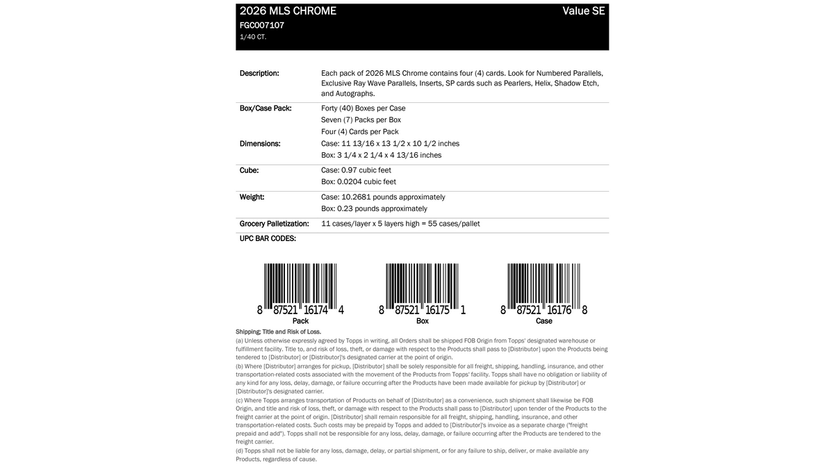 Topps Chrome MLS 2026 - Value Box