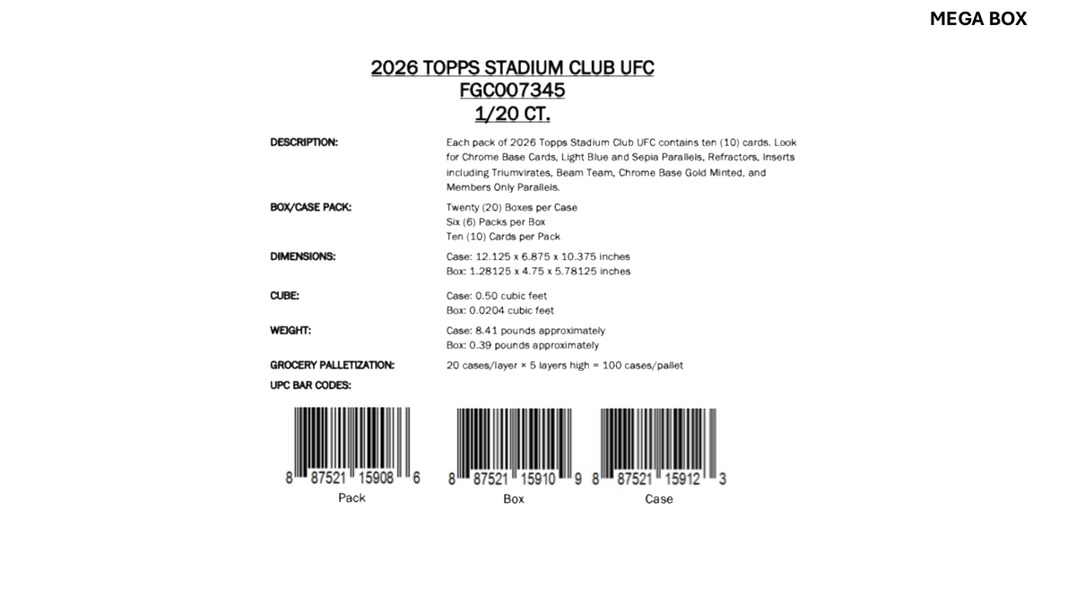 Topps Stadium Club UFC 2026 - Hobby Box