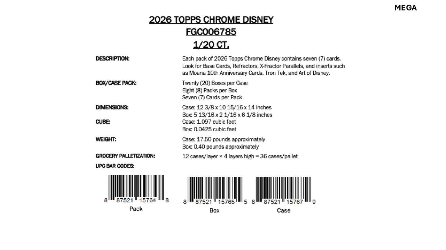 Topps Chrome Disney 2026 - Mega Box