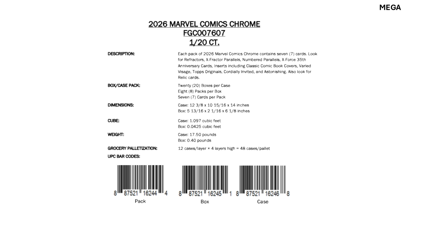 Topps Chrome Marvel Comics 2026 - Value Box