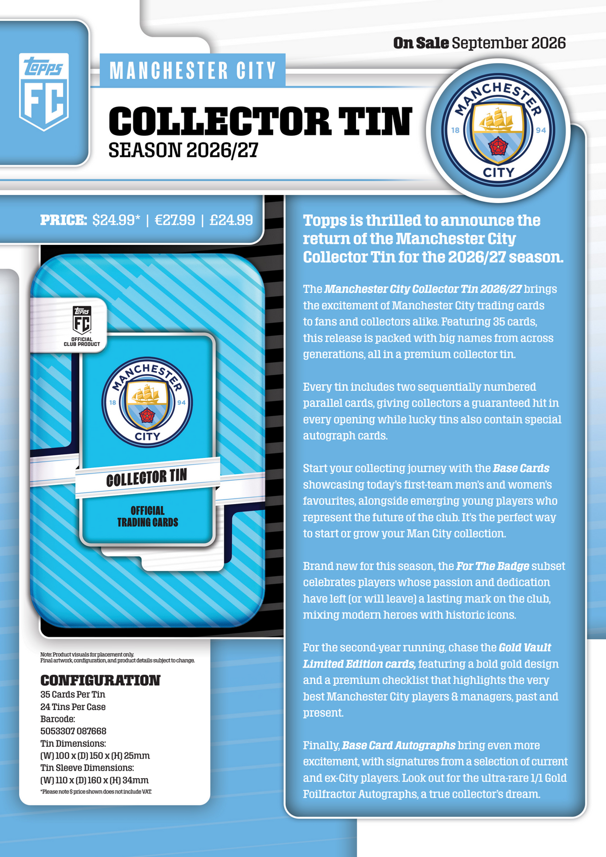 Topps Manchester City Collector Tin 2026/27
