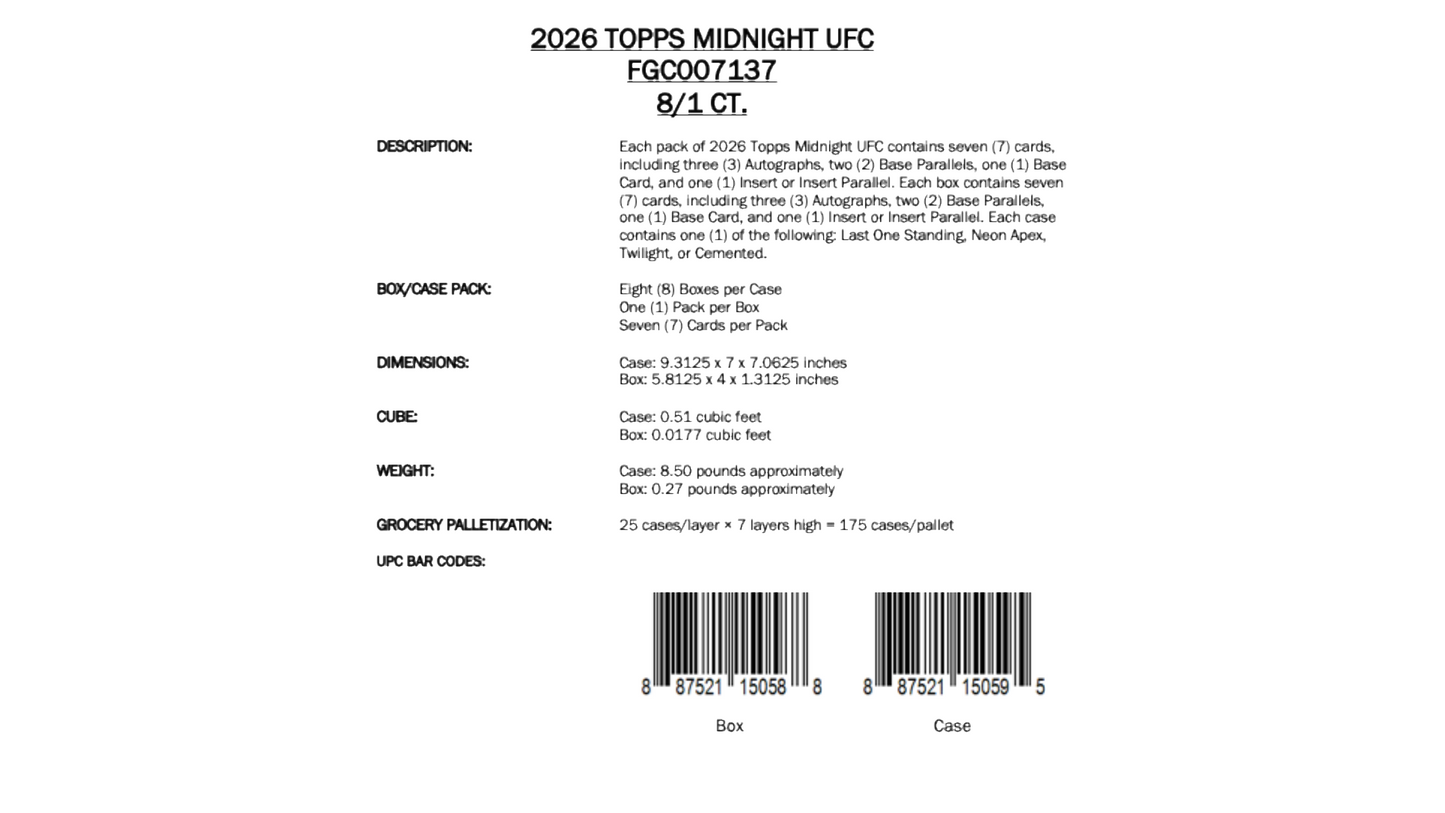 Topps Midnight UFC 2026 - Hobby Box