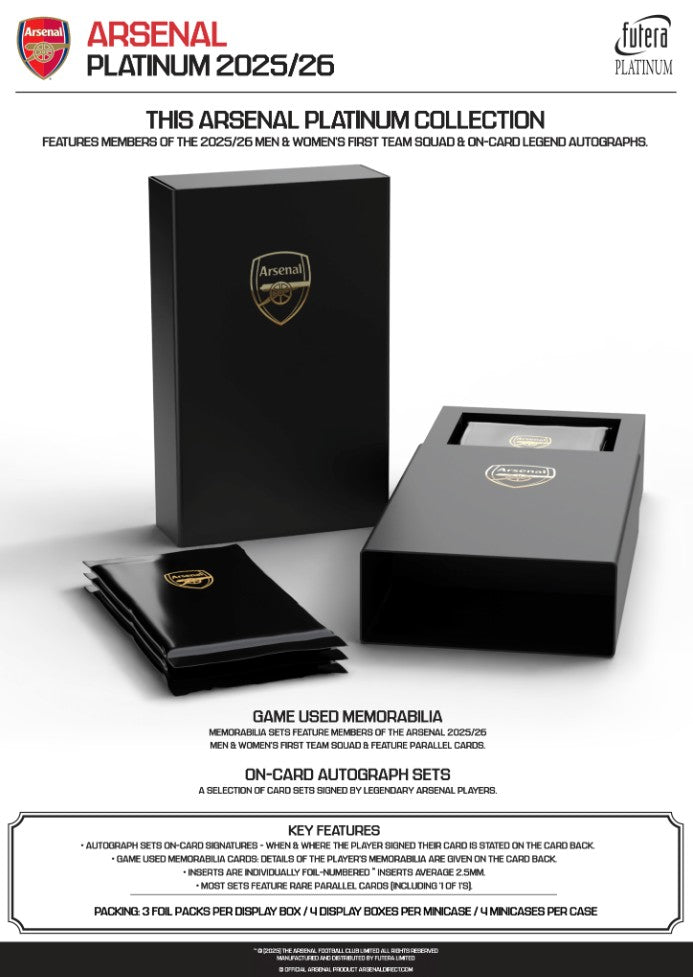 Futera Arsenal Platinum 2025/26 - Hobby Box