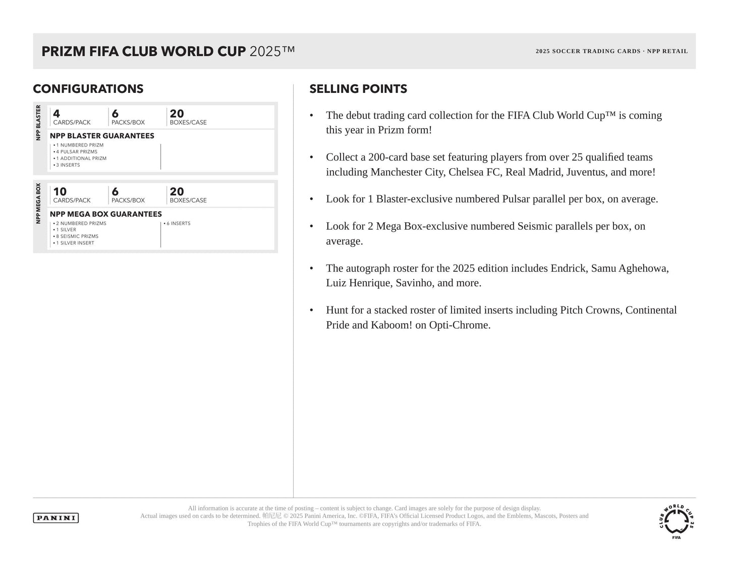 Panini Prizm Club World Cup 2025 - Mega Box