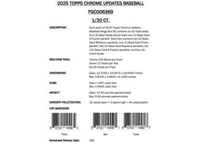 Topps Chrome Updates Baseball 2025 - Mega Box