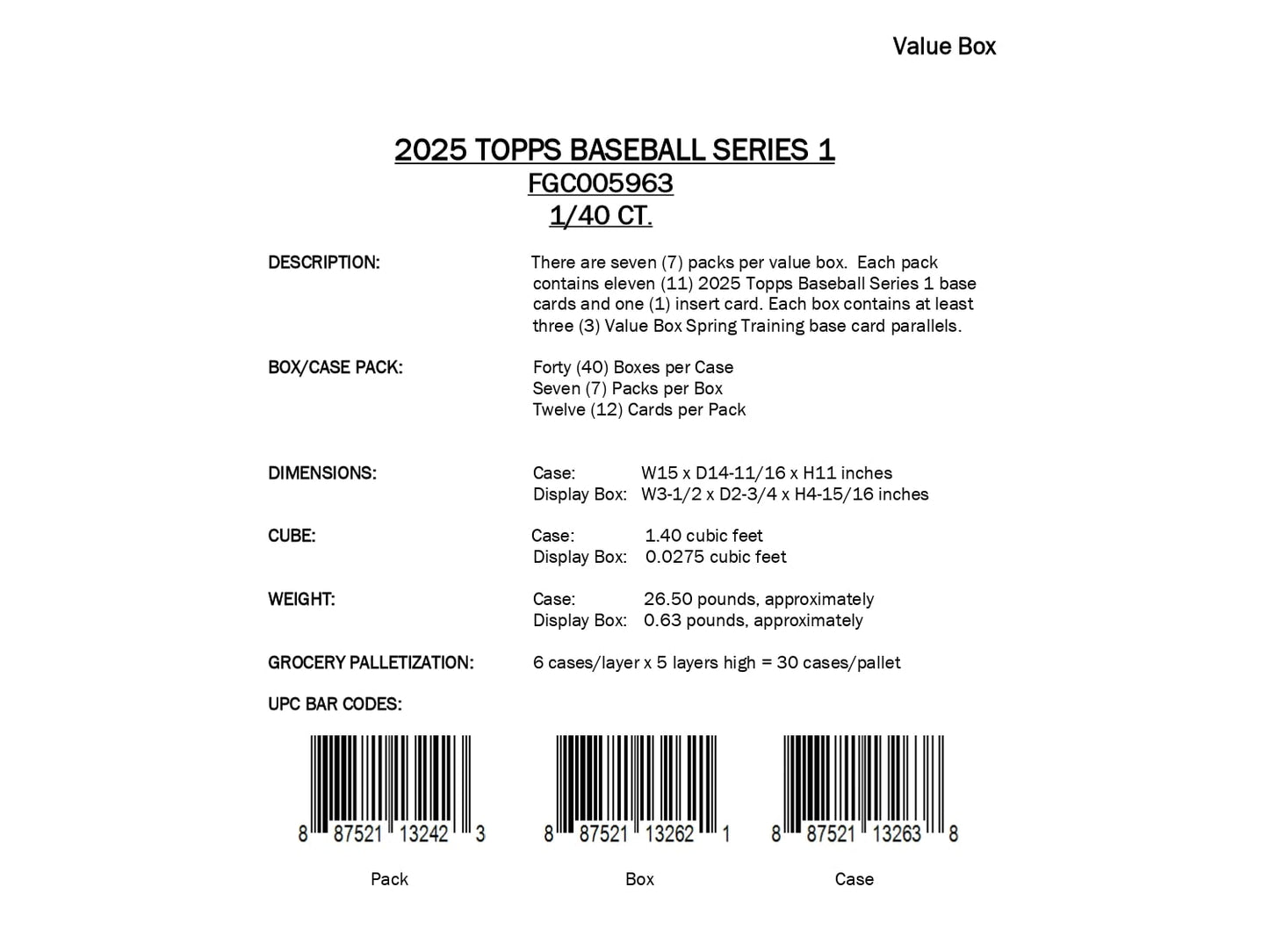 Topps MLB Baseball Series 1 2025 - Value Box