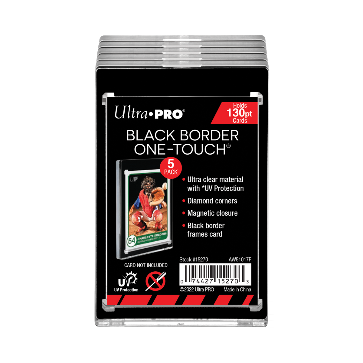 Ultra PRO 130PT Black Border UV ONE-TOUCH Magnetic Holder (5-pack)