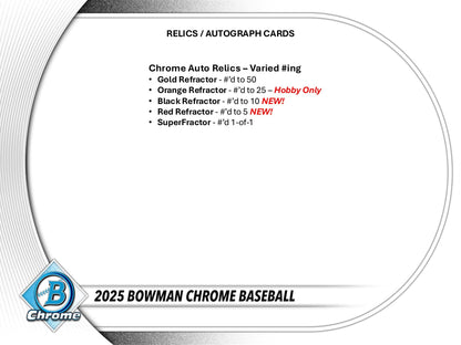 Topps Bowman Chrome Baseball 2025 - Hobby Box