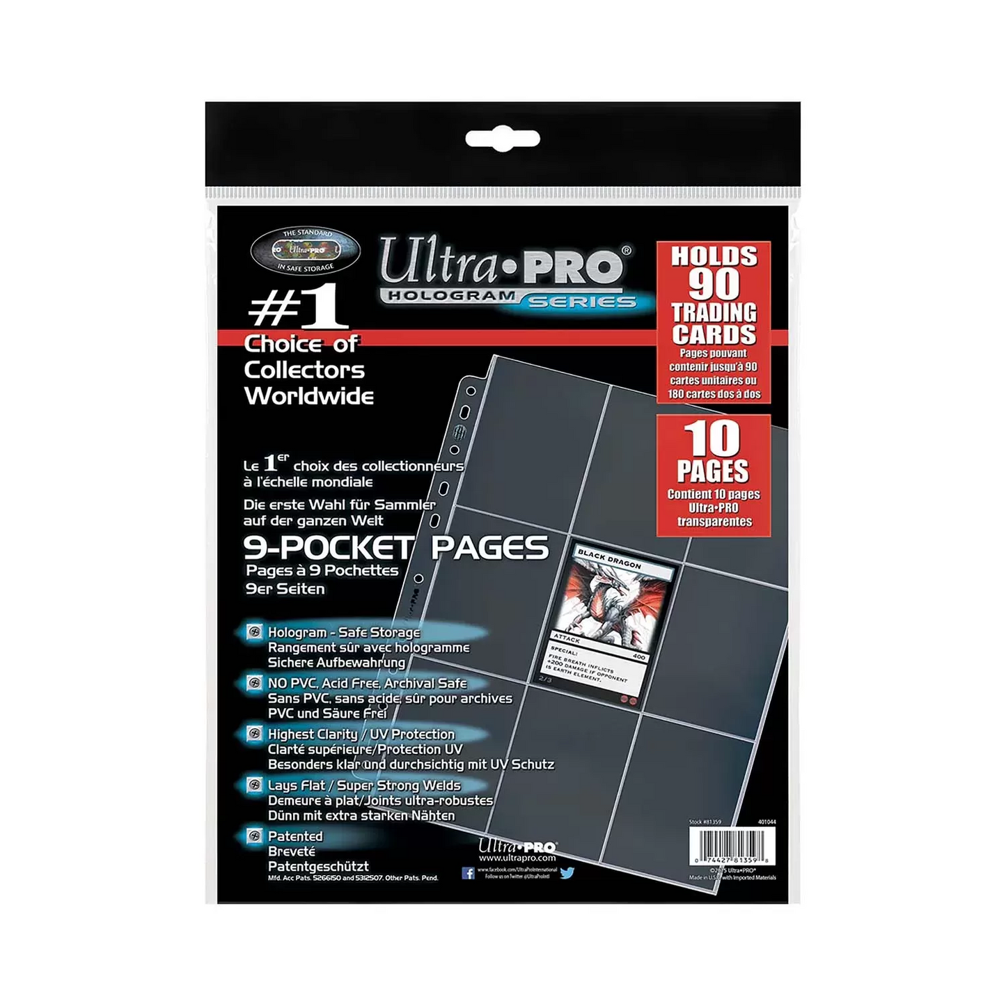 Ultra PRO 9-Pocket Page for Standard Size Cards (10)