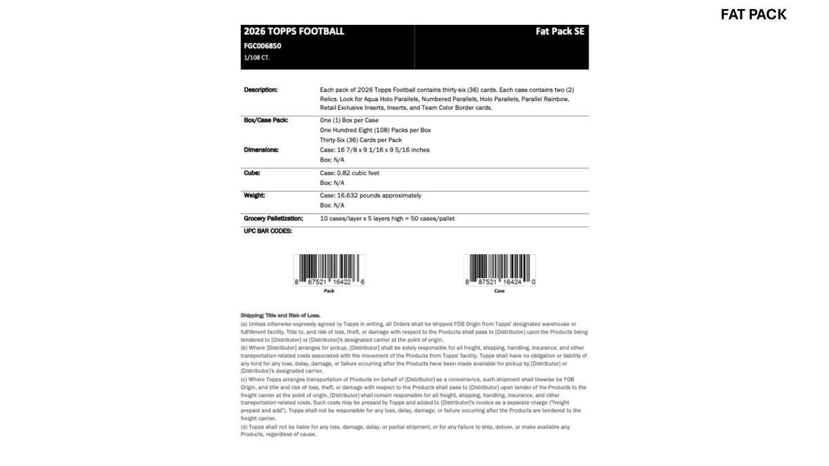 Topps NFL Football Flagship 2026 - Fat Pack
