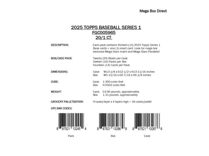 Topps MLB Baseball Series 1 2025 - Mega Box
