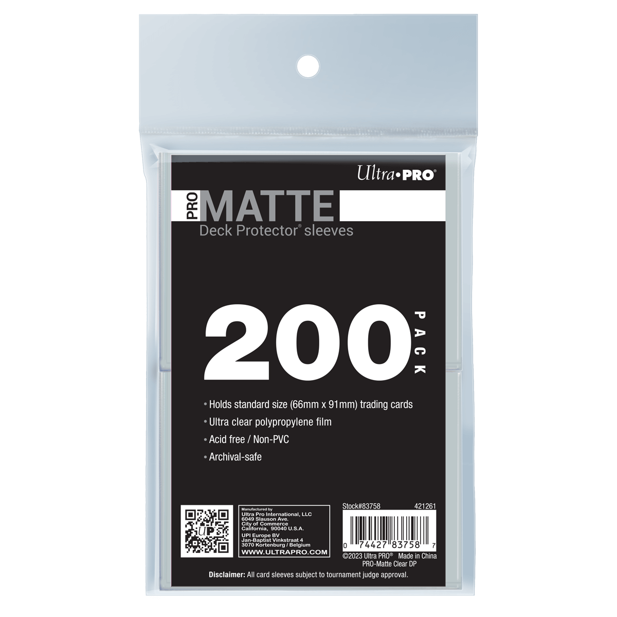 Ultra PRO PRO-Matte Standard Deck Protector Sleeves Bundle - Clear (200)