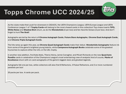 Topps Chrome UEFA Club Competitions 2024/25 - Hobby Box