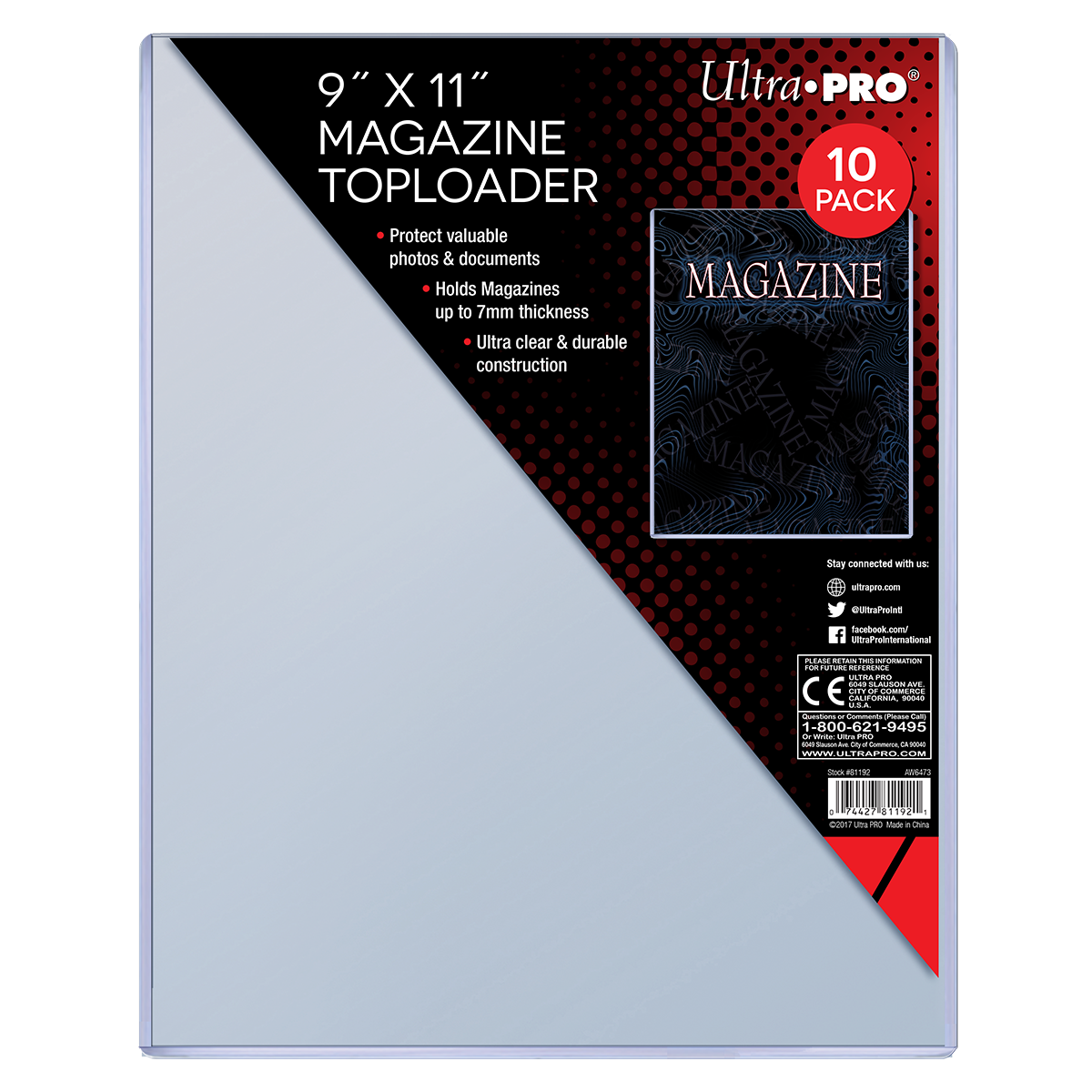 Ultra PRO 9" X 11" Thick Magazine Toploader (10)