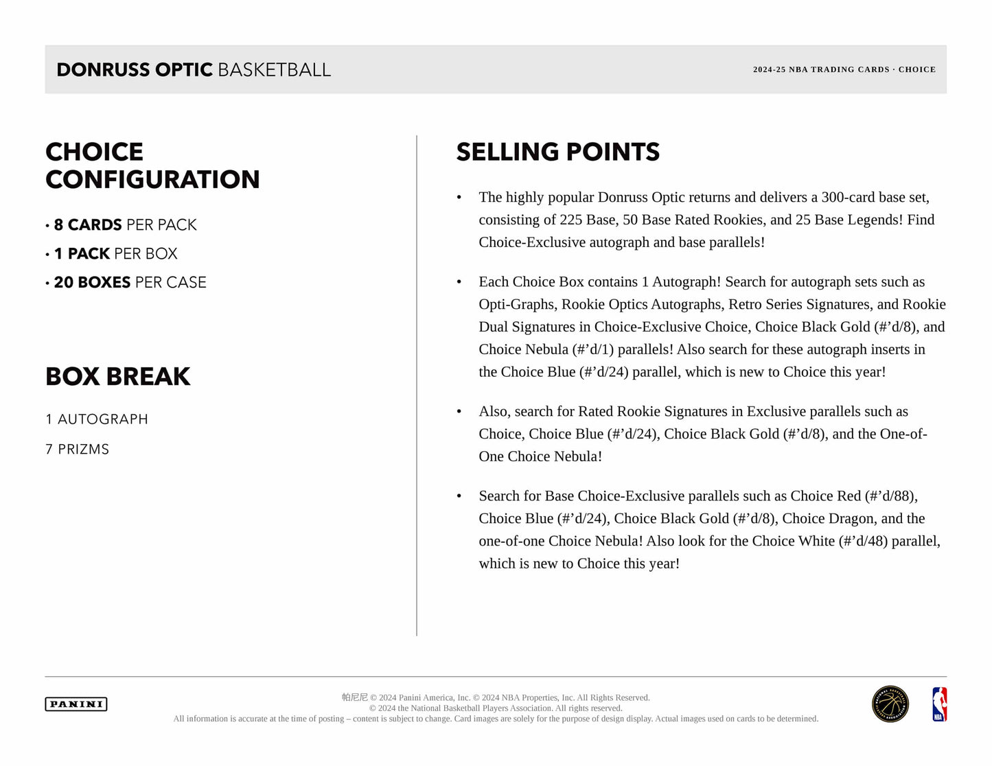 Panini Donruss Optic Basketball 2024/25 - Choice Box