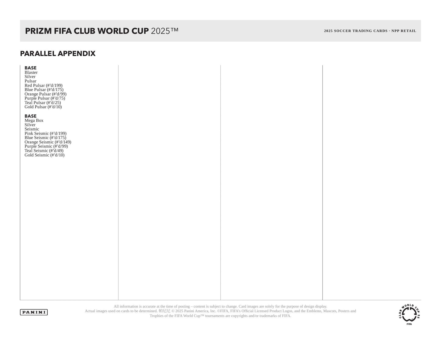 Panini Prizm Club World Cup 2025 - Blaster Box
