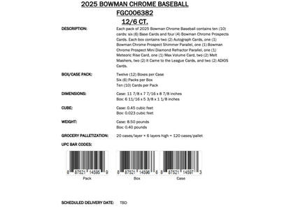 Topps Bowman Chrome Baseball 2025 - Hobby Box