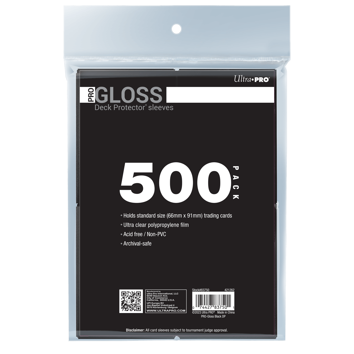 Ultra PRO PRO-Gloss Standard Deck Protector Sleeves Bundle - Black (500)