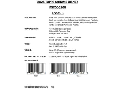 Topps Chrome Disney 2025 - Hobby Box