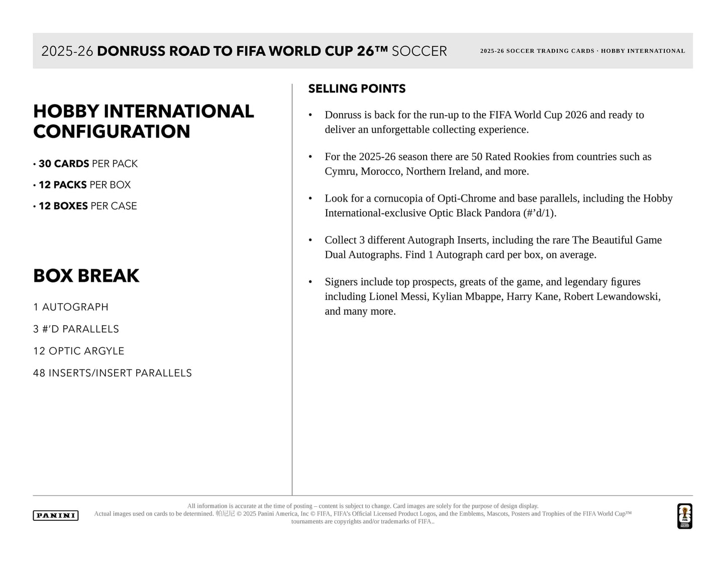 Panini Donruss Soccer Road to World Cup 2025/26 - International Hobby Box