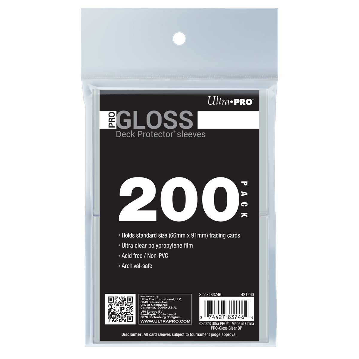 Ultra PRO PRO-Gloss Standard Deck Protector Sleeves Bundle - Clear (200)