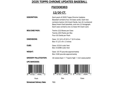 Topps Chrome Updates Baseball 2025 - Hobby Box