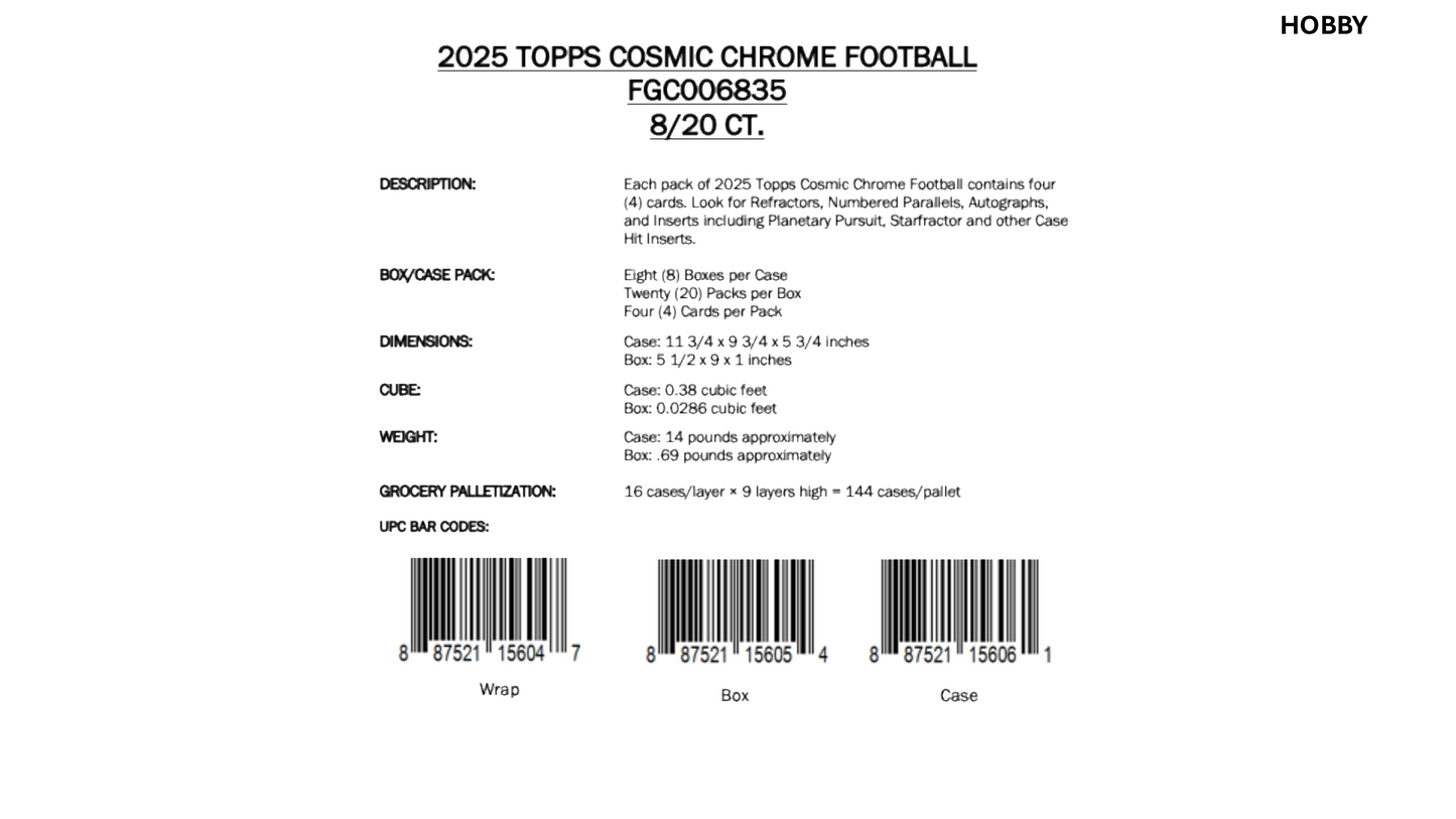 Topps Cosmic Chrome Football 2025 - Hobby Box