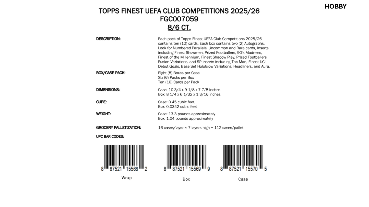 Topps Finest UEFA Champions League 2025/26 - Hobby Box