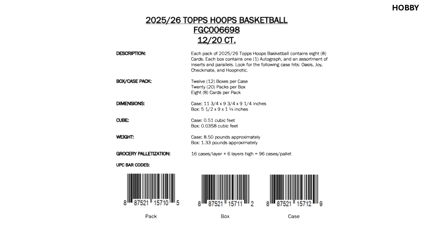 Topps NBA Hoops Basketball 2025/26 - Hanger Box