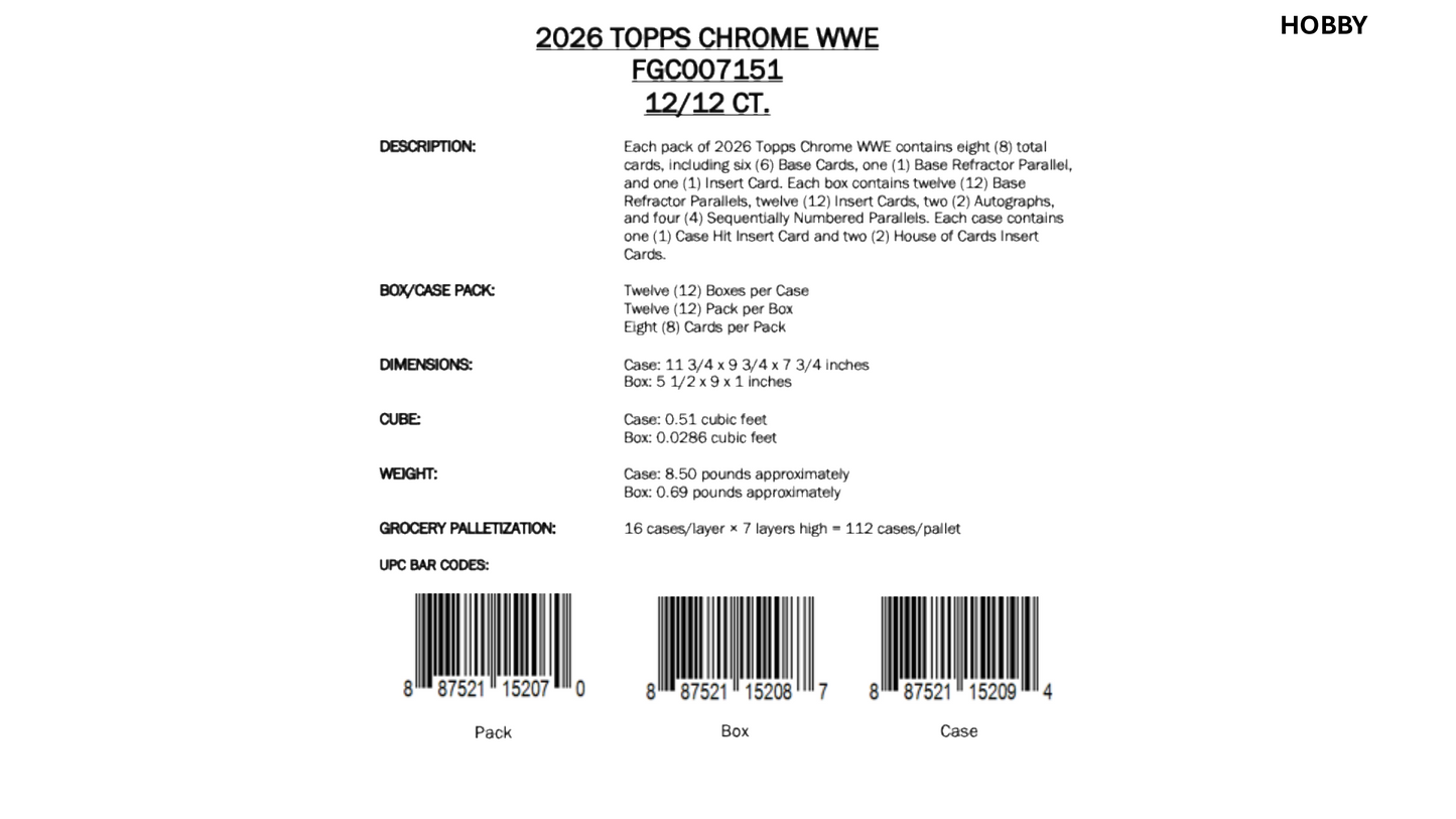 Topps Chrome WWE 2026 - Hobby Box