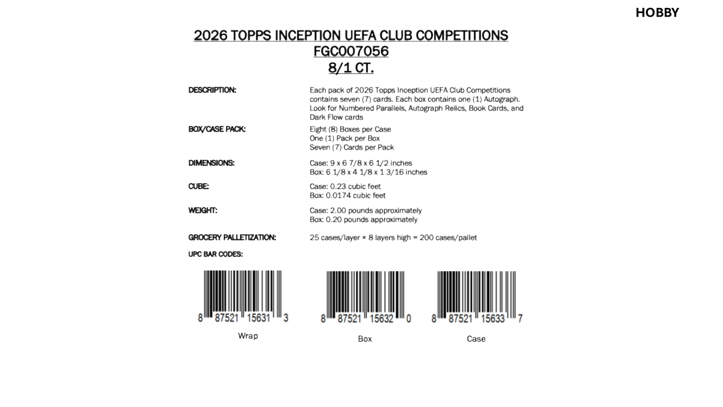 Topps Inception UEFA Club Competitions 2025/26 - Hobby Box