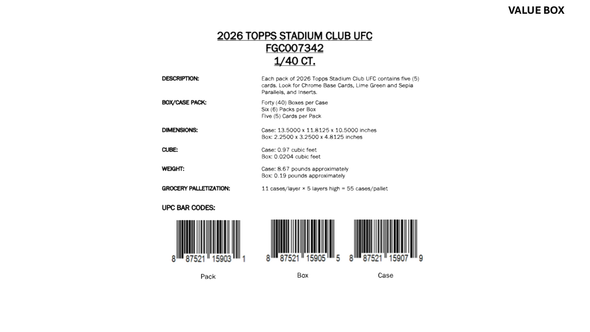 Topps Stadium Club UFC 2026 - Hobby Box