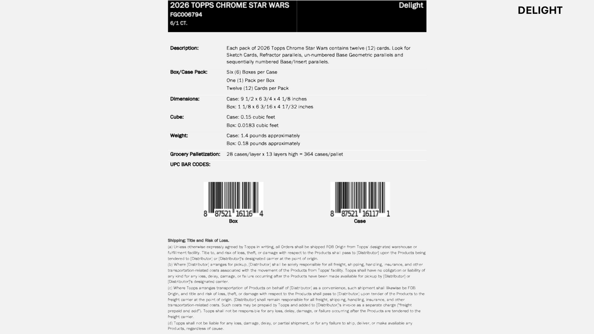 Topps Chrome Star Wars 2026 - Value Box