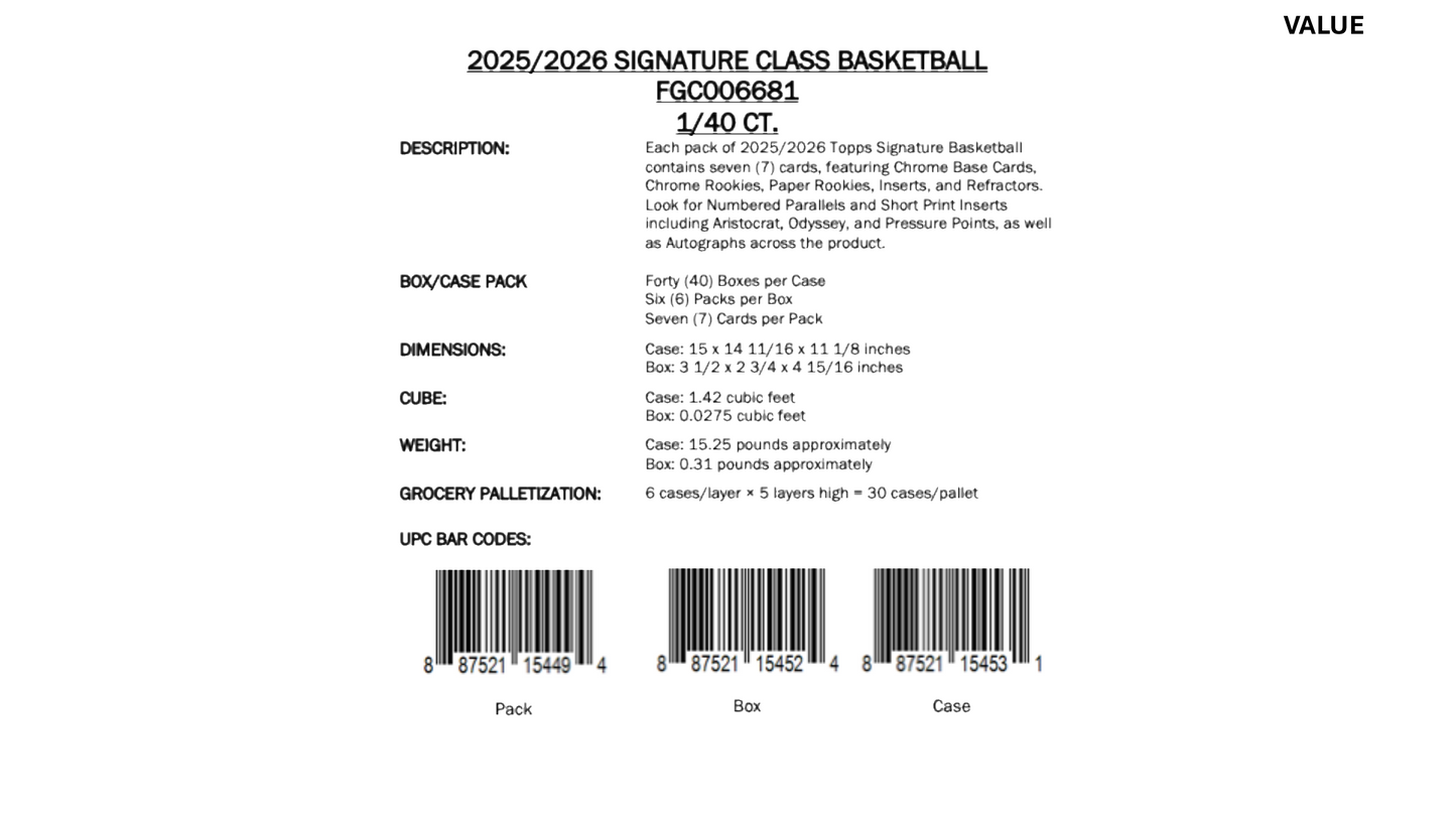 Topps NBA Signature Class Basketball 2025/26 - Hobby Box