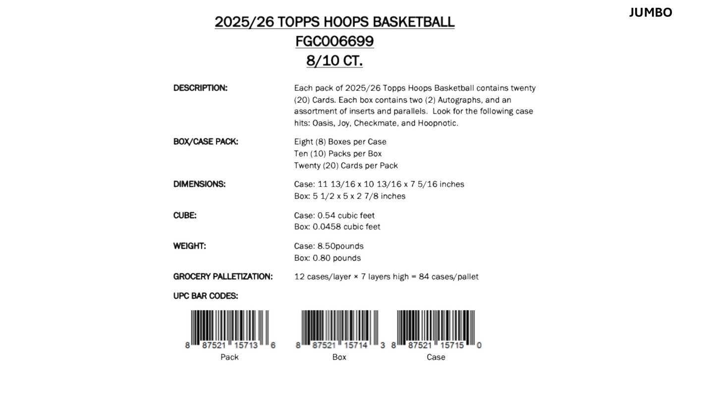 Topps NBA Hoops Basketball 2025/26 - Hanger Box