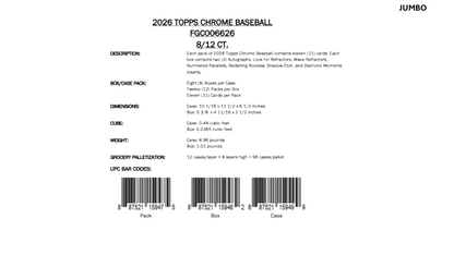 Topps Chrome Baseball 2026 - Jumbo Box