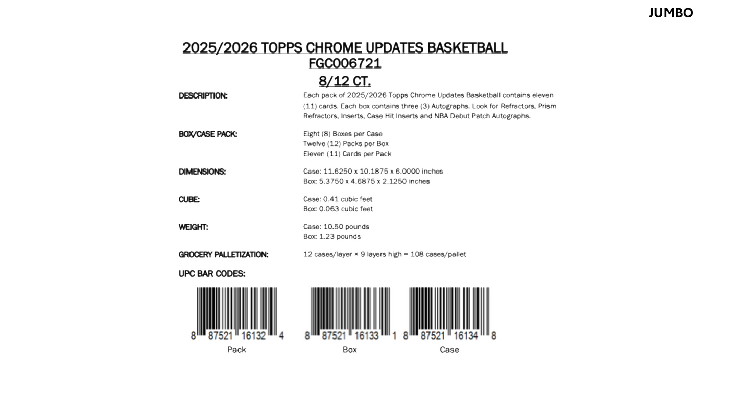 Topps Chrome Updates NBA Basketball 2025/26 - Mega Box