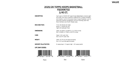 Topps NBA Hoops Basketball 2025/26 - Jumbo Box