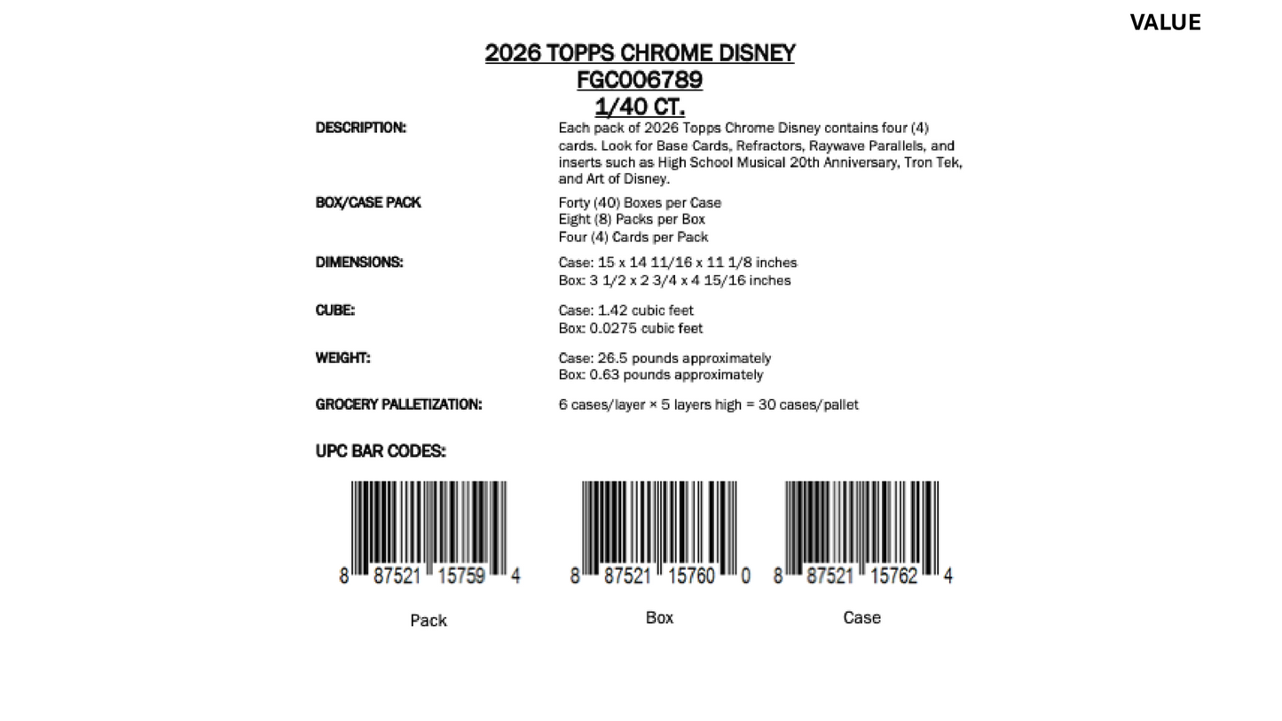 Topps Chrome Disney 2026 - Value Box